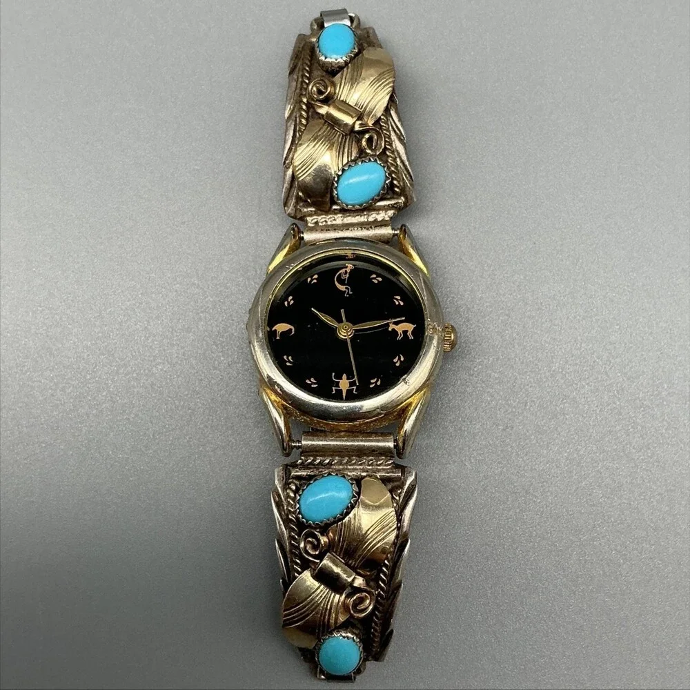 Vintage Skyway Trading Company Women Watch 24mm Sterling Turquoise Tips New Batt